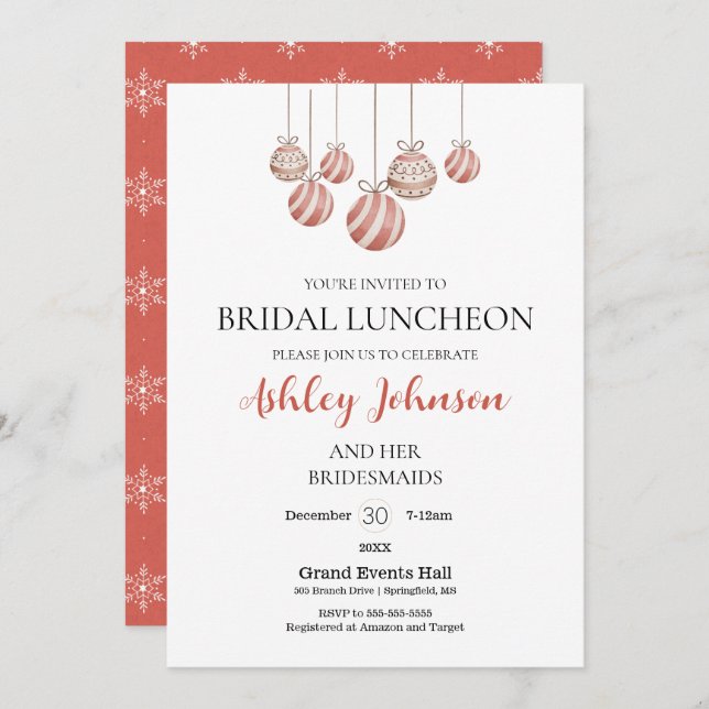 Weihnachtsfeiertag Bridal Luncheon Einladung (Vorne/Hinten)
