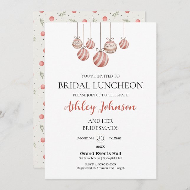 Weihnachtsfeiertag Bridal Luncheon Einladung (Vorne/Hinten)