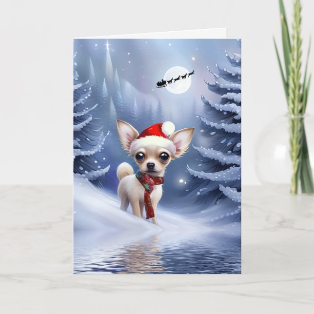 Weihnachtsfeiertag Chihuahua Welpe Hund Karte (Vorderseite)
