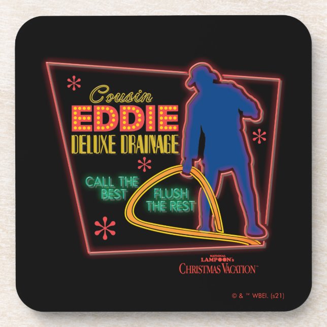 Weihnachtsfeiertag | Cousin Eddie Neon Sign Getränkeuntersetzer (Vorderseite)