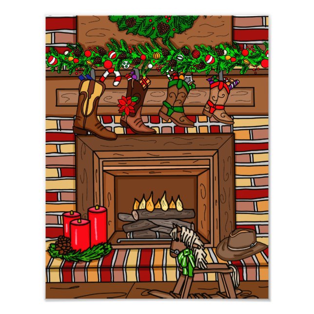 Weihnachtsfeiertag | Cowboy Boot-Strumpf Fotodruck (Vorne)