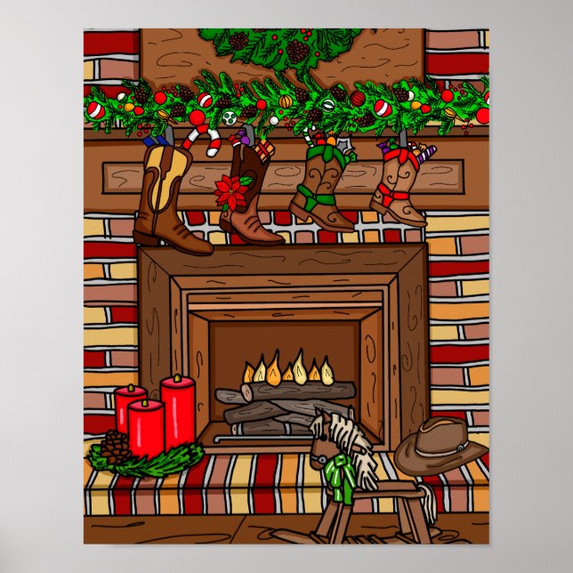 Weihnachtsfeiertag | Cowboy Boot-Strumpf Poster (Vorne)