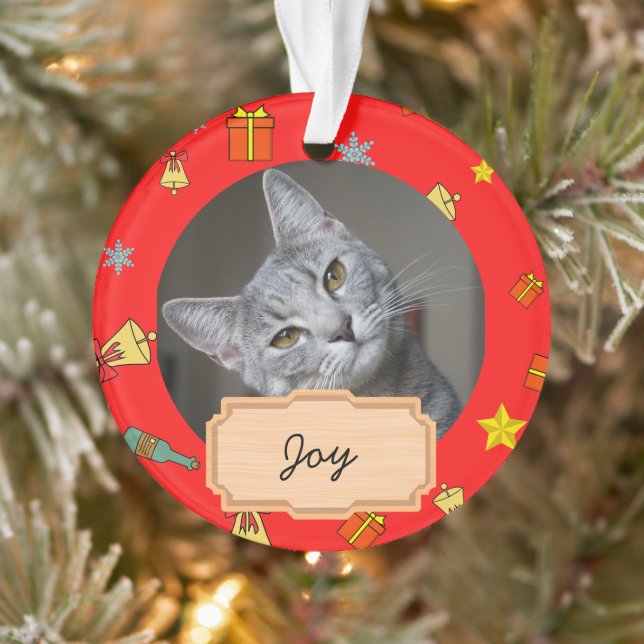 Weihnachtsfeiertag Custom Cat Foto Ornament (Baum)