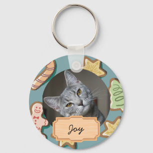 Weihnachtsfeiertag Custom Cat Foto Schlüsselanhänger