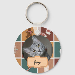Weihnachtsfeiertag Custom Cat Foto Schlüsselanhänger