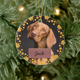 Weihnachtsfeiertag Custom Dog Foto Keramik Ornament