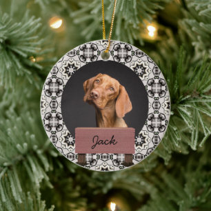 Weihnachtsfeiertag Custom Dog Foto Keramik Ornament