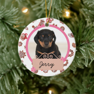 Weihnachtsfeiertag Custom Dog Foto Keramik Ornament