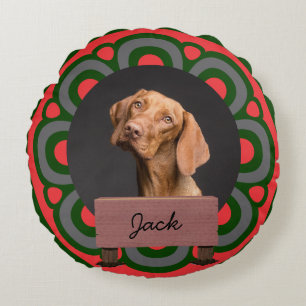 Weihnachtsfeiertag Custom Dog Foto Rundes Kissen