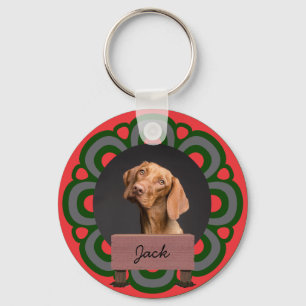 Weihnachtsfeiertag Custom Dog Foto Schlüsselanhänger