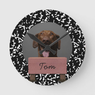 Weihnachtsfeiertag Custom Dog Runde Wanduhr