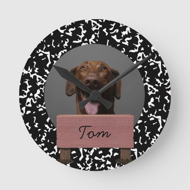 Weihnachtsfeiertag Custom Dog Runde Wanduhr (Vorderseite)
