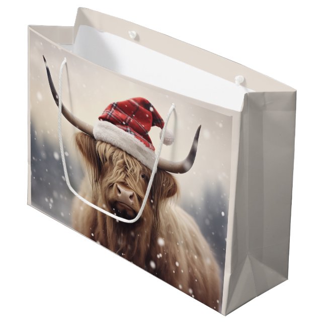 Weihnachtsfeiertag der Santa Cow Große Geschenktüte (Vorderseite Schrägansicht)