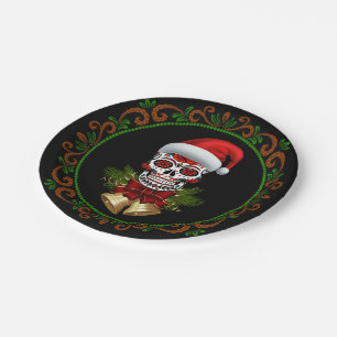 Weihnachtsfeiertag der Weihnachtsmannmütze des tot Pappteller