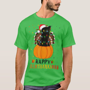 Weihnachtsfeiertag des Black Cat Halloween Ernteda T-Shirt