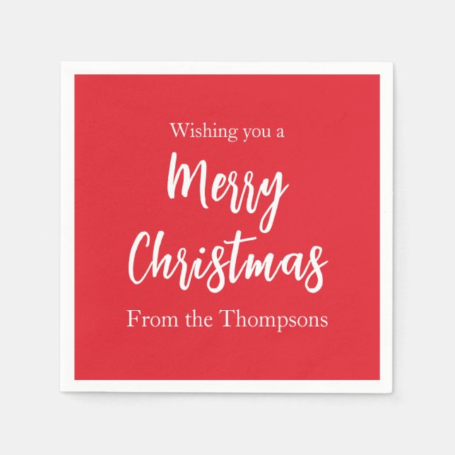 Weihnachtsfeiertag Einfach Rot Minimalistisch Nied Serviette (Vorderseite)