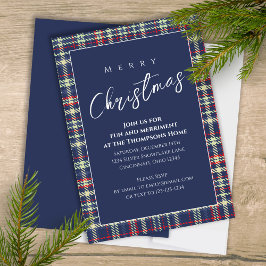 Weihnachtsfeiertag Einfache Navy Blauer Winter Kar Einladung