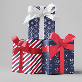 Weihnachtsfeiertag Einfaches Niedliches Schneefloc Geschenkpapier Set