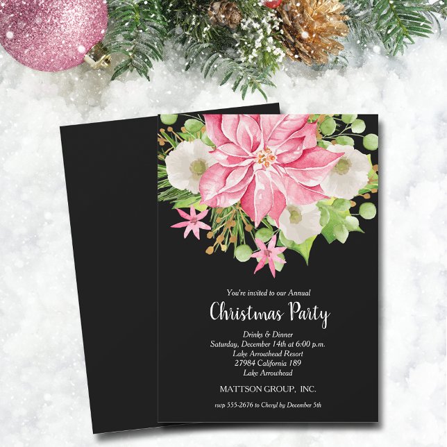 Weihnachtsfeiertag Einladung (Christmas Poinsettia Floral Holiday Invitations)