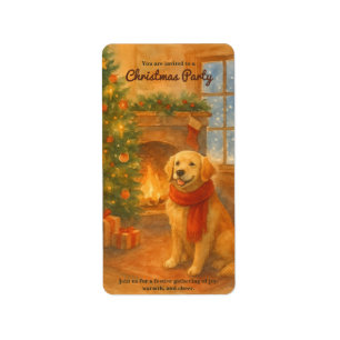 Weihnachtsfeiertag Einladung zum gemütlichen Hunde Adressaufkleber