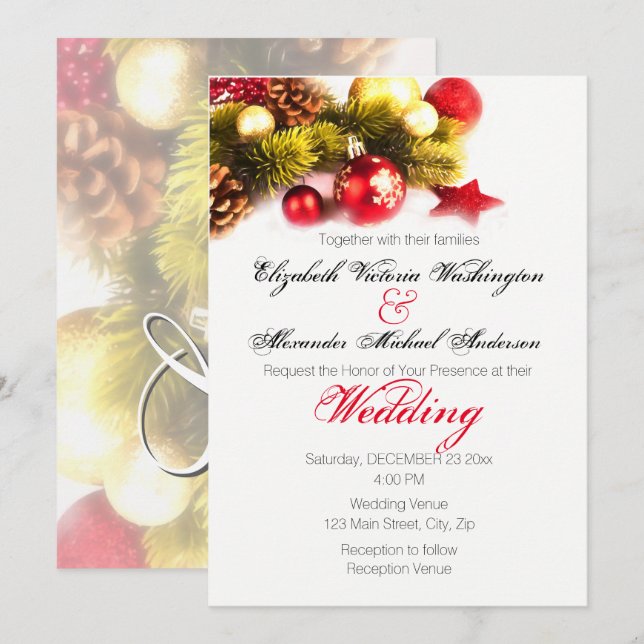 Weihnachtsfeiertag Einladung zur Hochzeit (Vorne/Hinten)