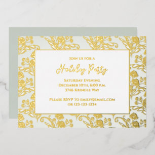 Weihnachtsfeiertag Elegante Grüne Blätter Folien Feiertagskarte