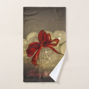 Weihnachtsfeiertag- Elegante Weihnachtskugeln rote Badhandtuch Set
