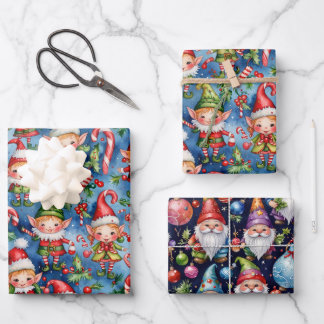 Weihnachtsfeiertag Elf Muster Geschenkpapier Set