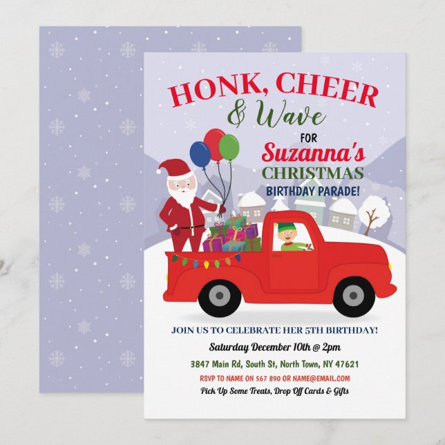 Weihnachtsfeiertag Elf Party Parade Einladung (Vorne/Hinten)