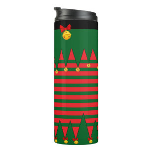 Weihnachtsfeiertag Elf Roter Grüner Streifen Thermosbecher