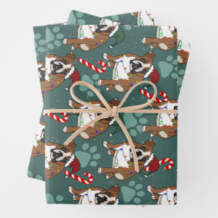 Weihnachtsfeiertag Englisch Bulldog Geschenkpapier Set