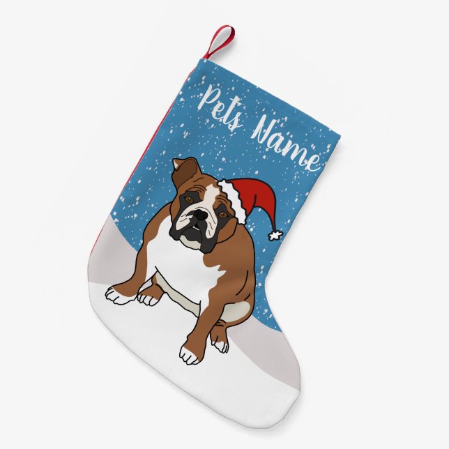 Weihnachtsfeiertag Englisch Bulldog Kleiner Weihnachtsstrumpf (Vorderansicht (hängend))