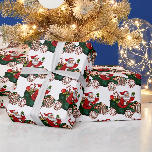 Weihnachtsfeiertag fahren Santa gekachelt Geschenkpapier (Feiertage)