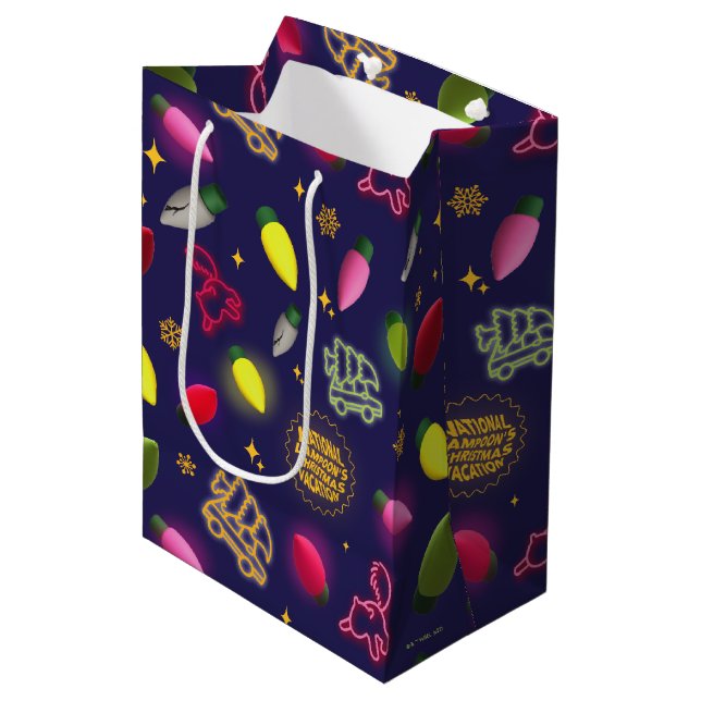 Weihnachtsfeiertag | Ferienmuster Mittlere Geschenktüte (Vorderseite Schrägansicht)