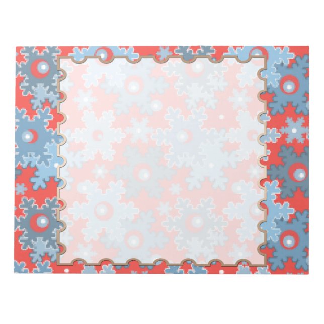 Weihnachtsfeiertag festliche Winterschneeflocken h Notizblock (Vorderseite)