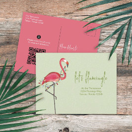 Weihnachtsfeiertag Flamingo QR Code Wegbeschreibun Postkarte