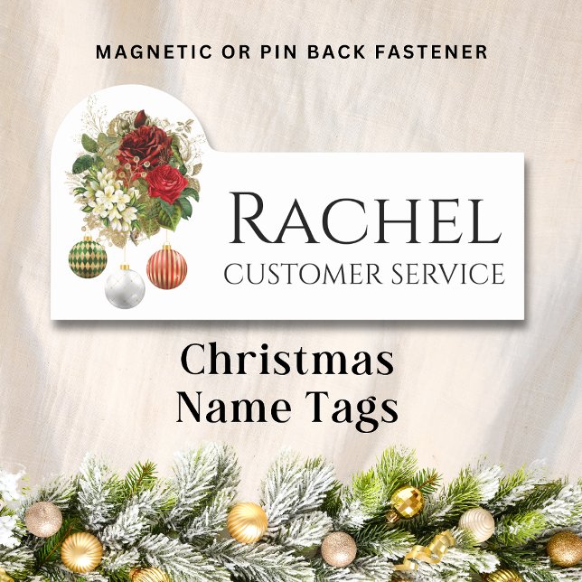 Weihnachtsfeiertag Floral Bouquet Personalisierter Namensschild (Von Creator hochgeladen)