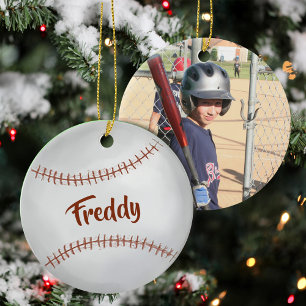 Weihnachtsfeiertag Foto Einfache Baseballsportarte Keramik Ornament