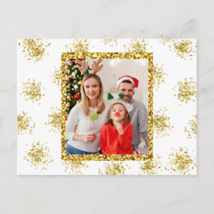 Weihnachtsfeiertag Foto Gold Glitzer Postkarte
