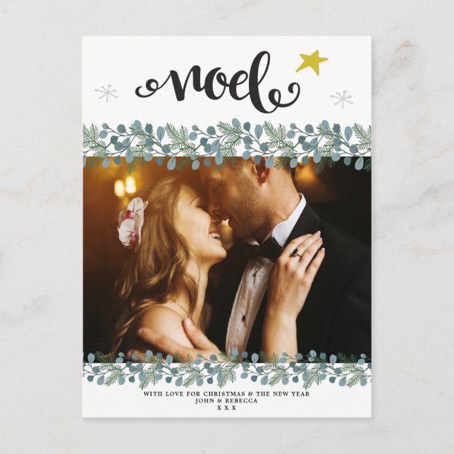 Weihnachtsfeiertag Foto Postkarte Blau (Vorderseite)