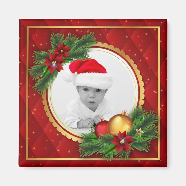 Weihnachtsfeiertag Foto Rot Grün kreieren Sie Ihre Magnet (Vorne)