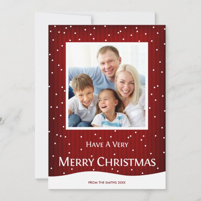 Weihnachtsfeiertag Fotokarte Roter Streifen Feiertagskarte (Vorderseite)