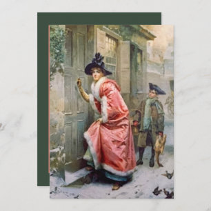 Weihnachtsfeiertag Frau und Junge Mitteilungskarte