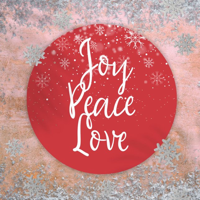 Weihnachtsfeiertag Freude Liebe Runder Aufkleber (Christmas Holiday Joy Peace Love Classic Round Sticker)