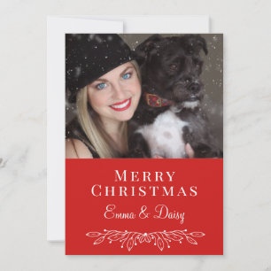 Weihnachtsfeiertag für Frauen und Hunde Foto Feiertagskarte