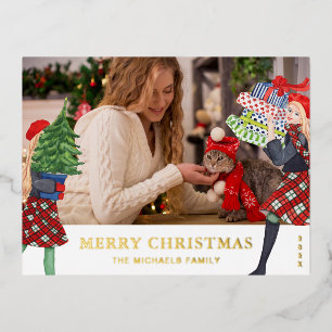 Weihnachtsfeiertag für Mädchen - Foto Folien Feiertagspostkarte