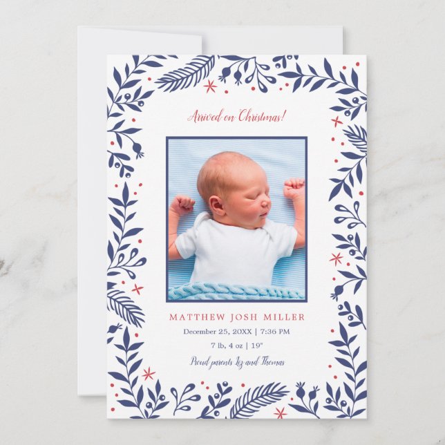 Weihnachtsfeiertag Geburtserklärung Feiertagskarte (Vorderseite)