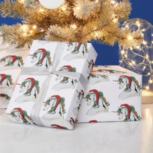 Weihnachtsfeiertag gefliest Einhorn Party Geschenkpapier
