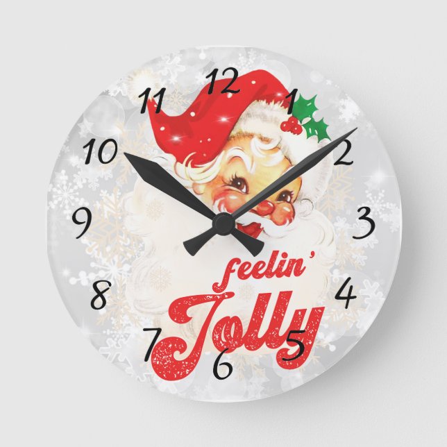 Weihnachtsfeiertag Gefühl Jolly Runde Wanduhr (Vorderseite)