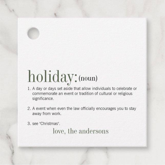 Weihnachtsfeiertag Geschenkanhänger (Vorderseite)